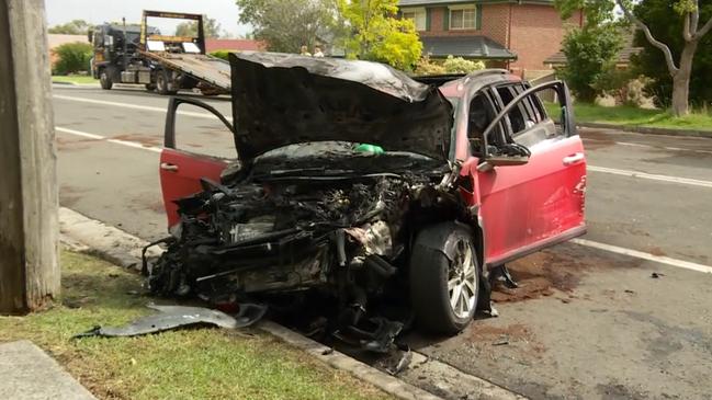 Kevin Santos has been jailed after a woman was seriously injured in a crash at Albion Park. Picture: 9 News Illawarra.