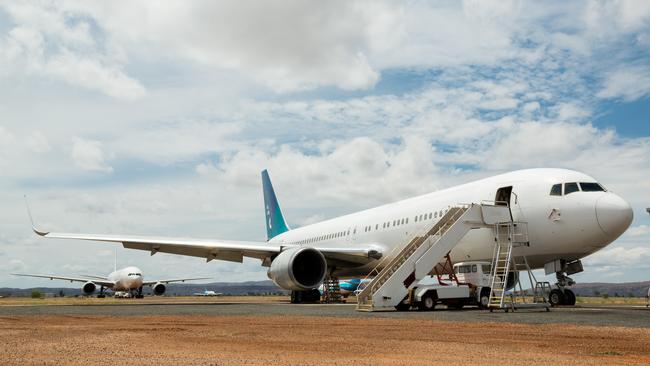 Planes at the Asia Pacific Aircraft Storage, which has its operational facility in Alice Springs. Picture: Emma Murray