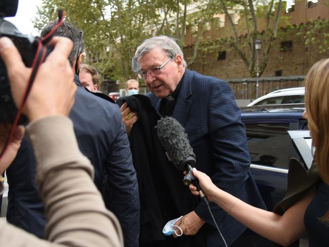 Cardinal Pell arrives pictured back in Rome after being acquitted of sexual abuse charges. Picture: Victor Sokolowicz,