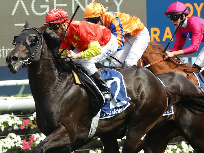 SYDNEY, AUSTRALIA - MARCH 04: Zac Purton riding Artorius wins Race 7 Furphy Canterbury Stakes during Sydney Racing at Royal Randwick Racecourse on March 04, 2023 in Sydney, Australia. (Photo by Jeremy Ng/Getty Images)