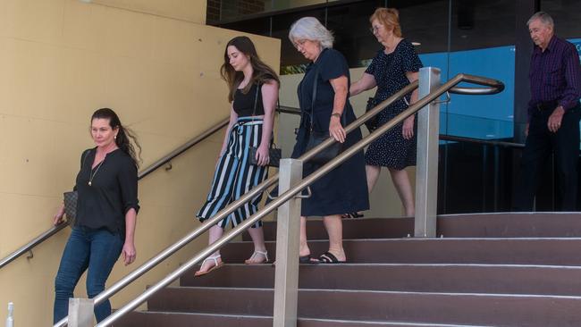 Family of Alan Atherton and grandfather of Hannah Atherton, who died in a double fatal crash on the Bruce Highway on April 18, 2022, who came to watch as the driver who caused the crash was handed her penalty. Picture: Michaela Harlow