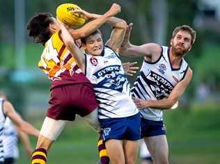 LEADING THE PACK: Kade Kent played an important role in the Gympie Cats' win over the Moreton Bay Lions on Saturday (pictured playing against Maryborough). Picture: Leeroy Todd