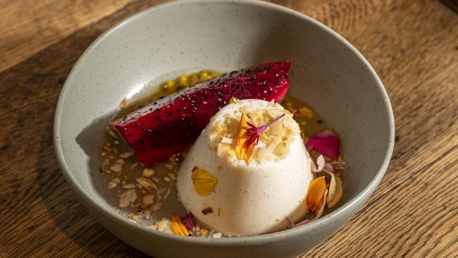 Roadvale Hotel’s vanilla panna cotta with dragonfruit.