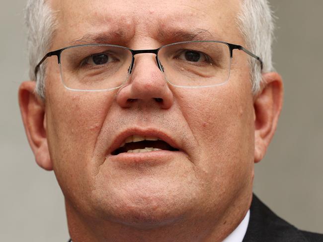 CANBERRA, AUSTRALIA - NewsWire Photos APRIL, 07, 2021:  Prime Minister Scott Morrison speaks at a press conference at Parliament House.  Picture: NCA NewsWire/Gary Ramage