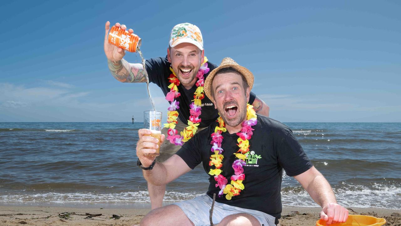 Joshua Uljans and Karl van Buuren  at their beachfront Moondog brewery in Frankston. It will be different from the new ones in Docklands and Footscray. Picture: Tony Gough