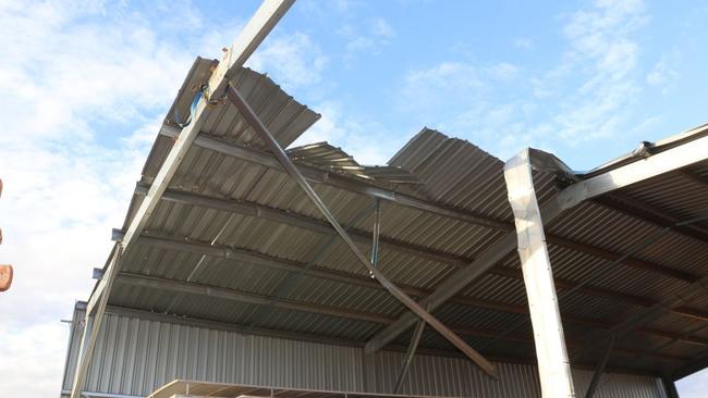 The shed roof Ron Selig fell through after the sheet of iron broke.