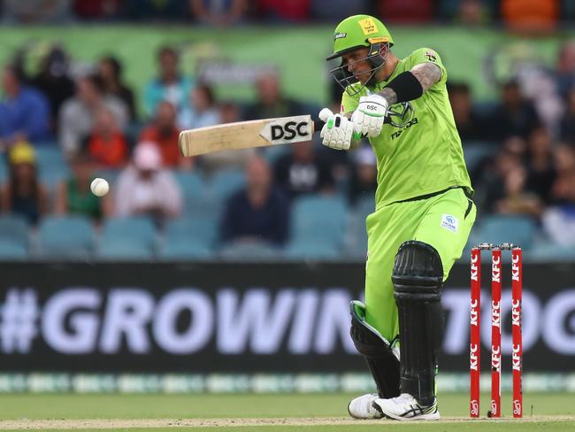 CANBERRA, AUSTRALIA - DECEMBER 29: Alex Hales of the Thunder bats during the Big Bash League match between Sydney Thunder and the Melbourne Stars at Manuka Oval, on December 29, 2020, in Canberra, Australia. (Photo by Mike Owen/Getty Images)