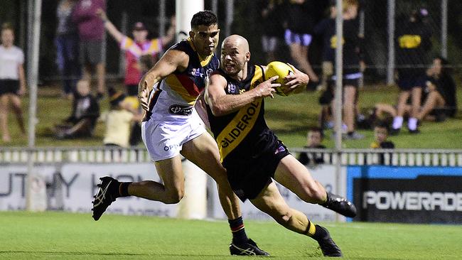 Glenelg's Aaron Joseph was outstanding for Glenelg in the win over Adelaide at the Bay. Picture: Bianca De Marchi