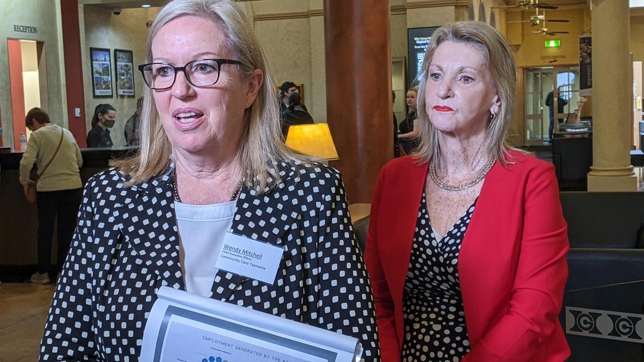 Community Care Tasmania CEO Wendy Mitchell with Labor Senator Helen Polley before a Launceston roundtable to inform the federal government's upcoming Jobs and Skills Summit. Picture: Alex Treacy