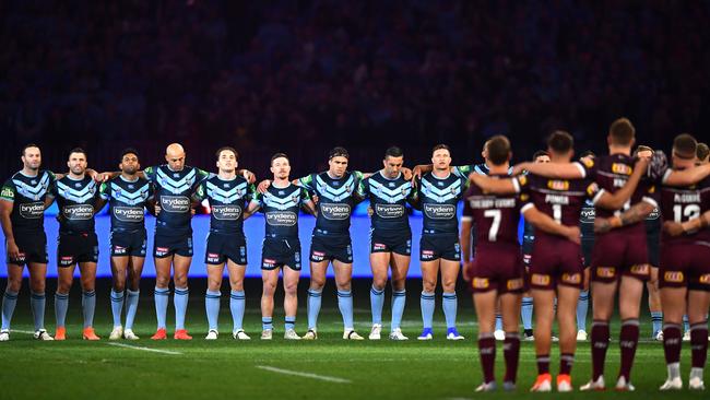 The ban on the national anthem at the State of Origin has been dropped. Picture: Darren England/AAP.