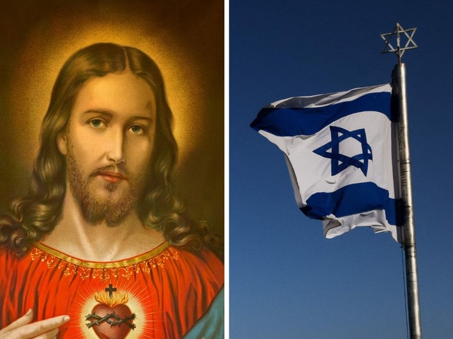 Jesus Christ and Israeli flag.