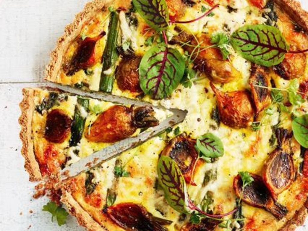 Asparagus and baby beet quiche.