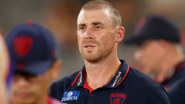 Melbourne coach Simon Goodwin has spoken for the first time on the allegations that plagued his off-season. Picture: AFL Photos/Getty Images