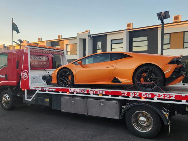 A bright orange Lamborghini was impounded after the driver allegedly tested positive to cannabis at Paradise. Picture: SA Police.