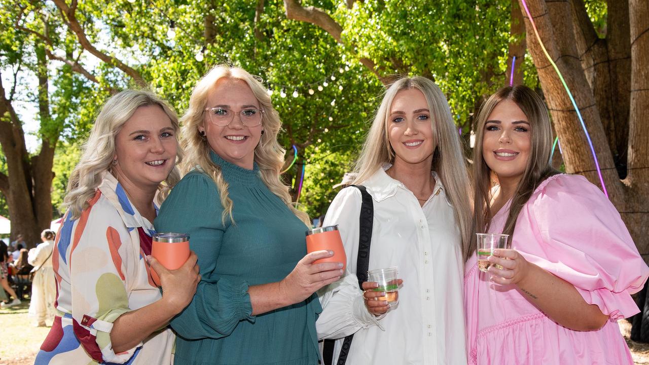 Kirsty Gale (left), Melanie McLean, Tyla Mitchell and Macy Lebsanft, Toowoomba Carnival of Flowers Festival of Food and Wine, Saturday, September 14th, 2024. Picture: Bev Lacey