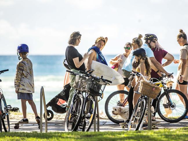 People out and about. Burleigh Heads. Picture: NIGEL HALLETT