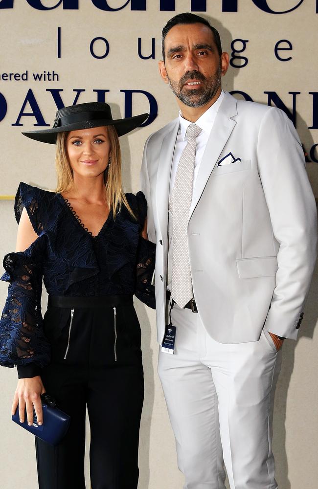 Adam Goodes and Natalie Croker at the Caulfield Cup. Picture: Mark Stewart