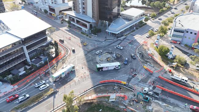 Construction work at The Rocket intersection at Robina.