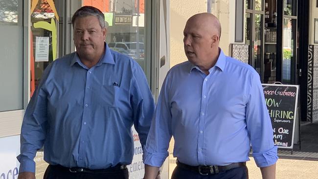 Dawson MP Andrew Willcox (left) and Opposition Leader Peter Dutton met in Mackay on October 12. Picture: Duncan Evans