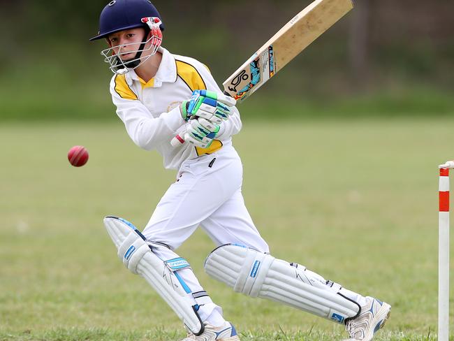 Jack Jarvis batting during the under 11 junior cricket grand final between Tahmoor (batting) v Campbelltown Westerners at Jackson Park Woodbine. Picture: Jonathan Ng