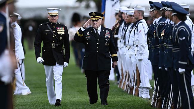 Mark Milley reviews his final parade. Picture: AFP