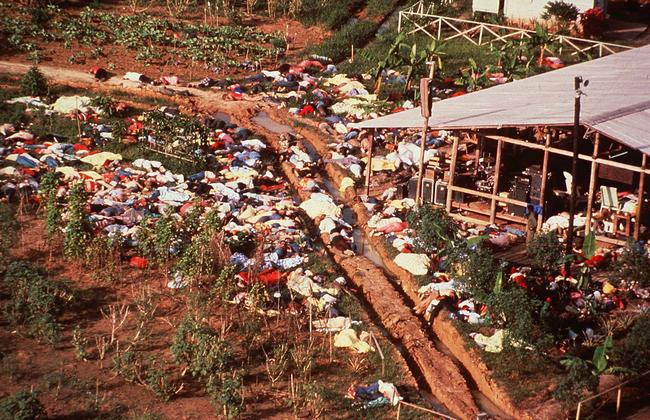 Hundreds of bodies strewn around the Jonestown Commune in Jonestown, Guyana.