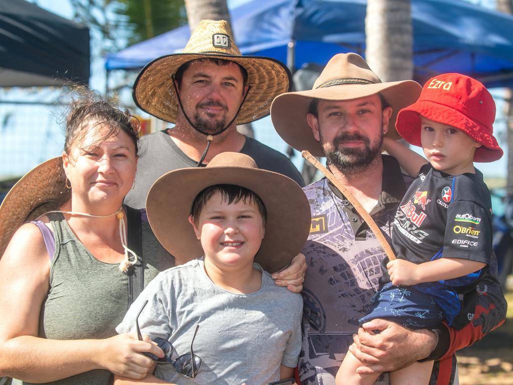 Shelley Gately, Colten Ward, Joshua Gately, Levi Ward and Ezra Ward at Motorcycle Beach Races at Grasstree Beach Sunday 27 August 2023 Picture: Michaela Harlow