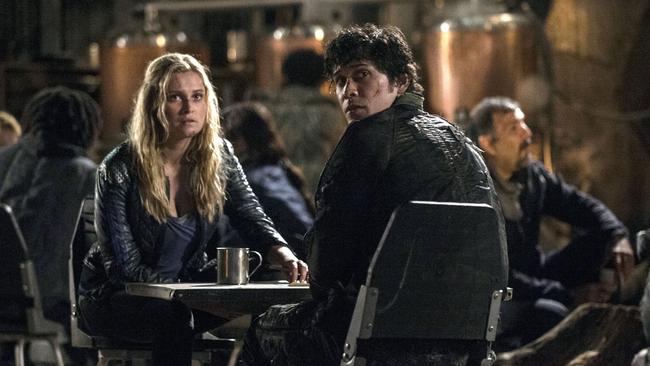 Bob Morley with wife and fellow Aussie Eliza Taylor in a scen from The 100.