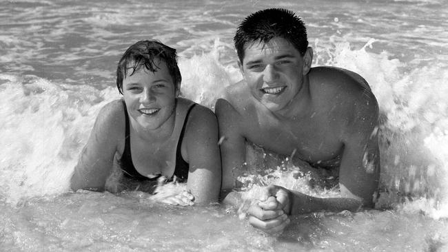 News/Sport/Personality. 10/5/1959. Ilsa and John Konrads are brother-and-sister Australian Olympic swimmers. Neg/no S 14083 Picture by Ray Saunders. The Courier-Mail Photo Archive.