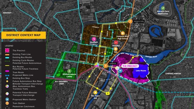 A map of the Moore Point precinct in Liverpool. Picture: Planning documents