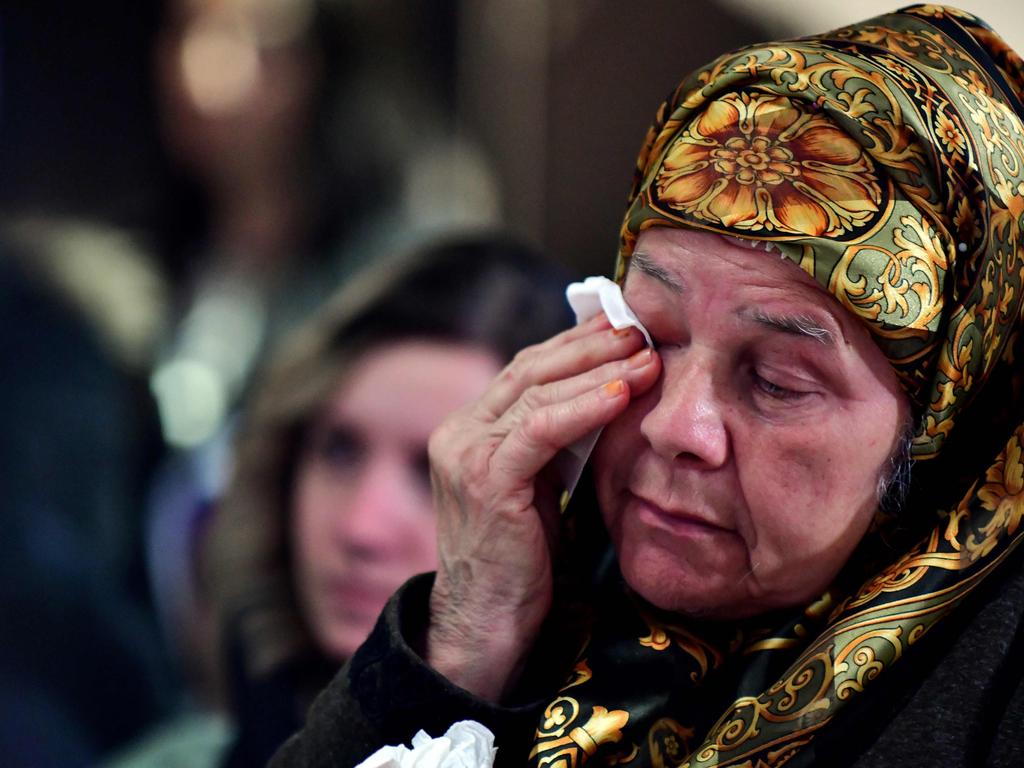 Bida Osmanovic, survivor of the Srebrenica 1995 massacre, cries at the Srebrenica memorial in Potocari. Picture: AFP