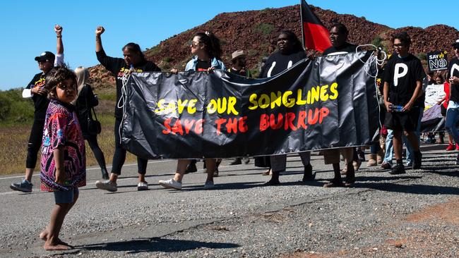 A protest against the Perdaman urea plant on WA's Burrup Peninsula. Picture: Nancye Miles-Tweedie