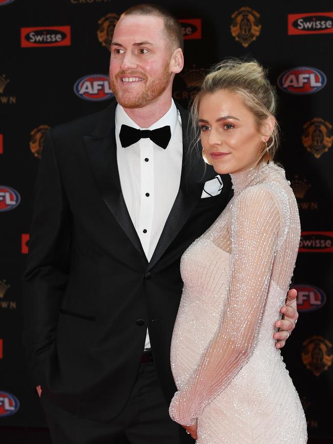 Roughead and wife Sarah pose at the Brownlow in 2017. Picture: AAP