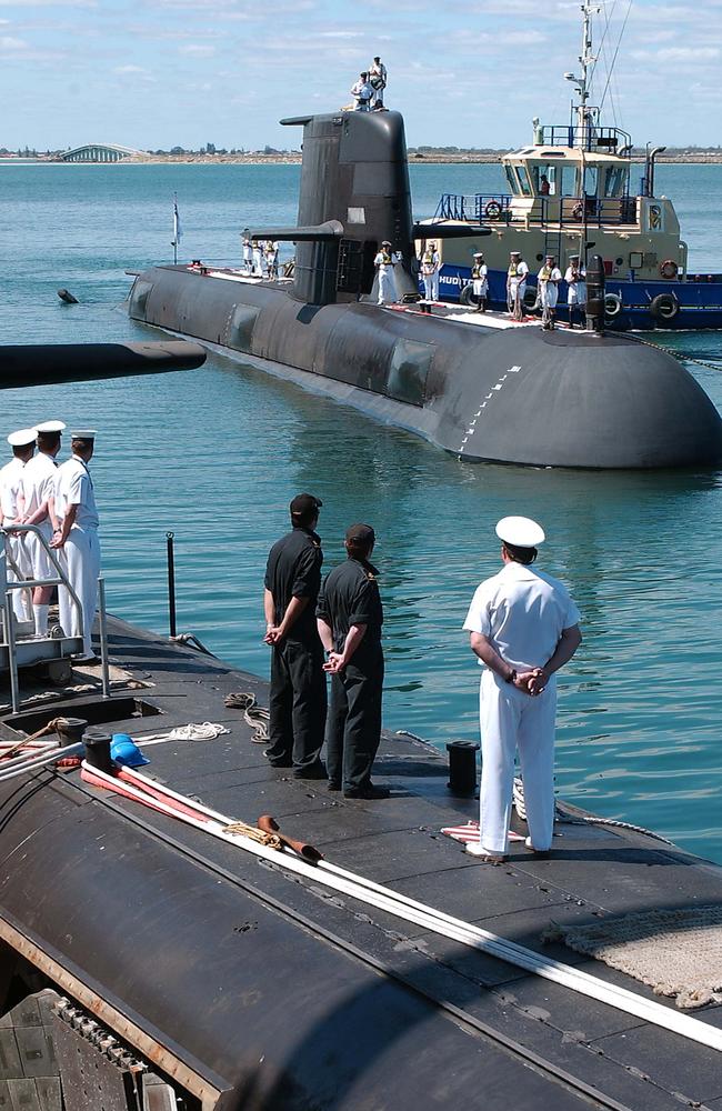 HMAS Collins returns to Fleet Base West at Garden Island in Western Australia after several years.