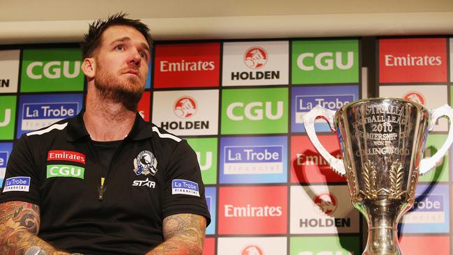 Retiring Dane Swan with the premiership cup. Picture: Getty Images