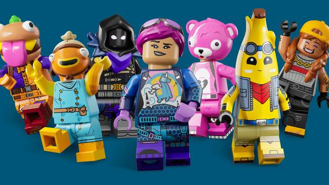 Play as your favourite Fortnite characters — Brite Bomber, Cuddle Team Leader, and Raven — reimagined in iconic LEGO style. Picture: LEGO