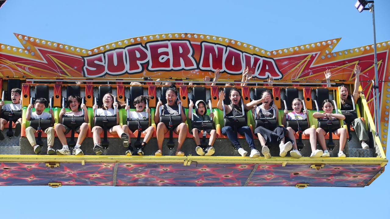 Huge crowds for the first day of the Gold Coast Show. Showing no fear on the Supernova. Picture Glenn Hampson