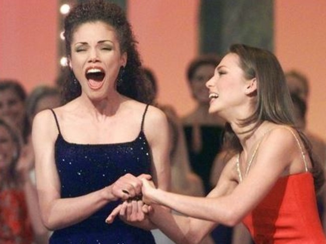 Bridget Sullivan, right, congratulates Miss Tennessee USA in 2000.