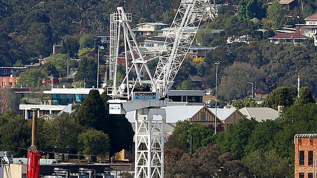 The former union official climbed two cranes while they were in operation on Devonport’s Living City site. Picture: SAM ROSEWARNE