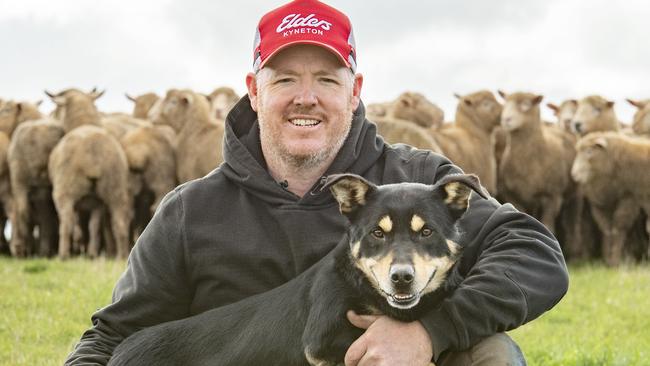 Kane Gardner and his working dog Bruiser will strut their stuff at the upcoming Bendigo Australian Sheep and Wool Show. Picture: Zoe Phillips.