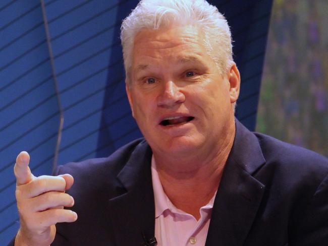 Former Australian cricketer Dean Jones reacts while addressesing the media in a press conference in Mumbai, India on 22 March 2019. As the official broadcaster, Star Sports has unveiled Select Dugout for the upcoming VIVO IPL 2019 (Photo by Himanshu Bhatt/NurPhoto via Getty Images)