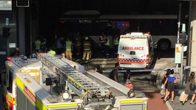 Passengers hurt as bus slams into a wall at the Chatswood Bus Interchange. Picture: Twitter