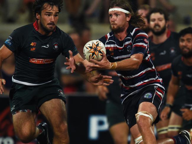 Palmerston's Bradley Hogan put up a strong fight during Saturday nights Grand Final match against Darwin.