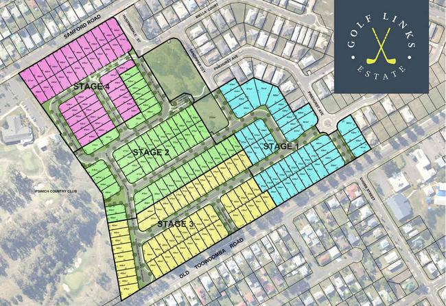 HOUSING PROJECT: Plans for the Golf Links Estate development on land fronting the Ipswich Country Club golf course. Picture: Contributed