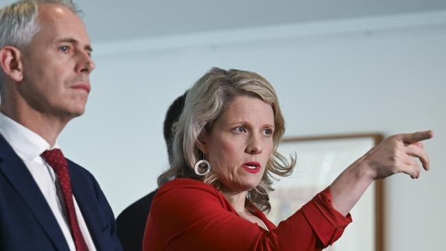 Home Affairs Minister Clare O'Neil and Immigration Minister Andrew Giles announce the federal government’s new migration strategy at Parliament House. Photo: Martin Ollman