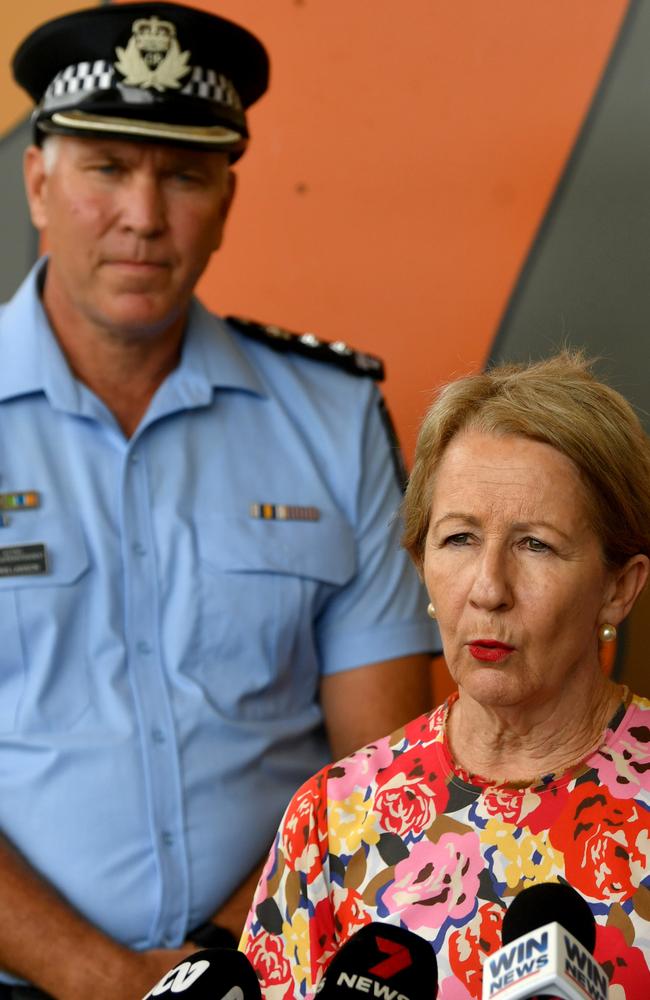 Youth Justice Minister Di Farmer at the Cleveland Bay Youth Detention Centre with Acting Chief Superintendent Chris Lawson. Picture: Evan Morgan