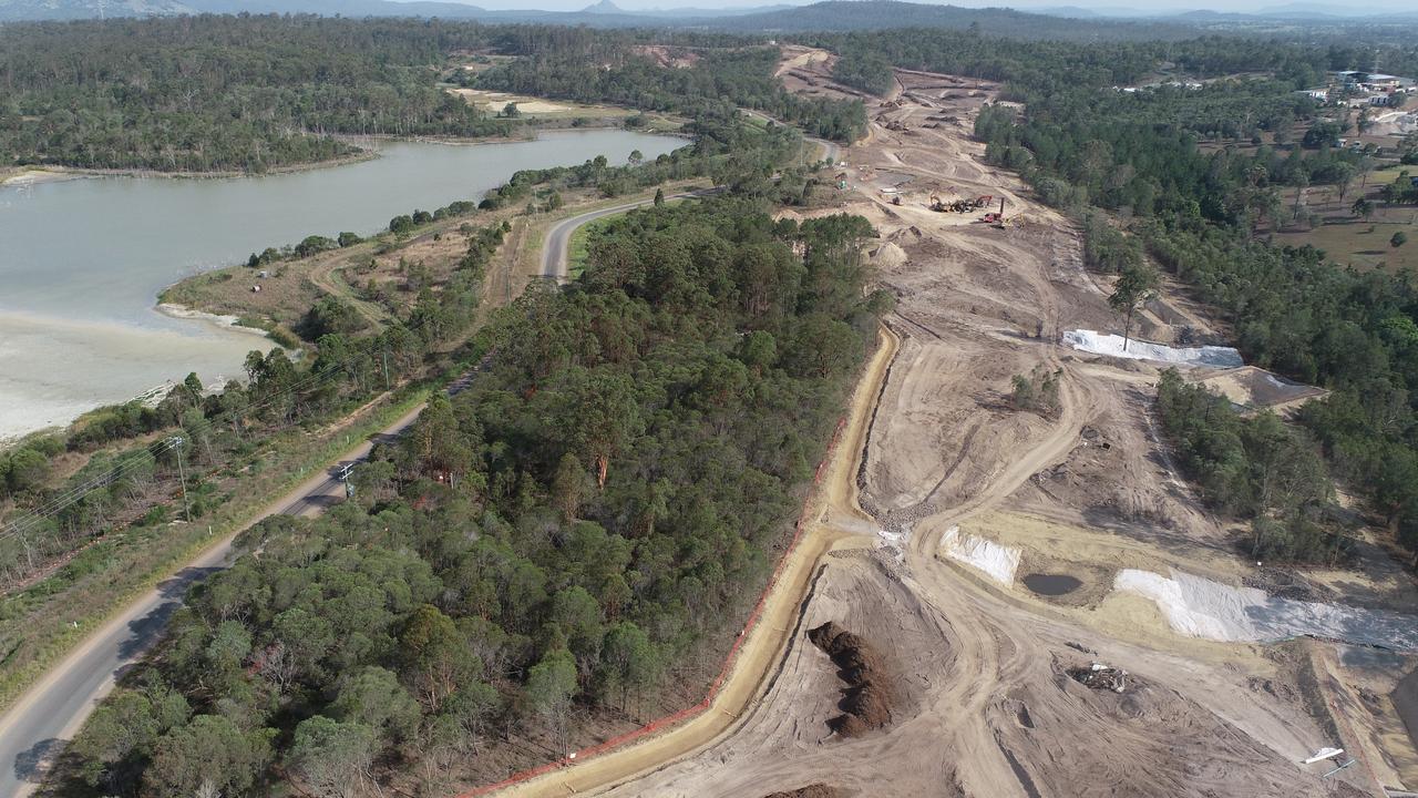 Aerial view of clearing works near Gympie for the final section of the Cooroy to Curra Bruce Highway Bypass.