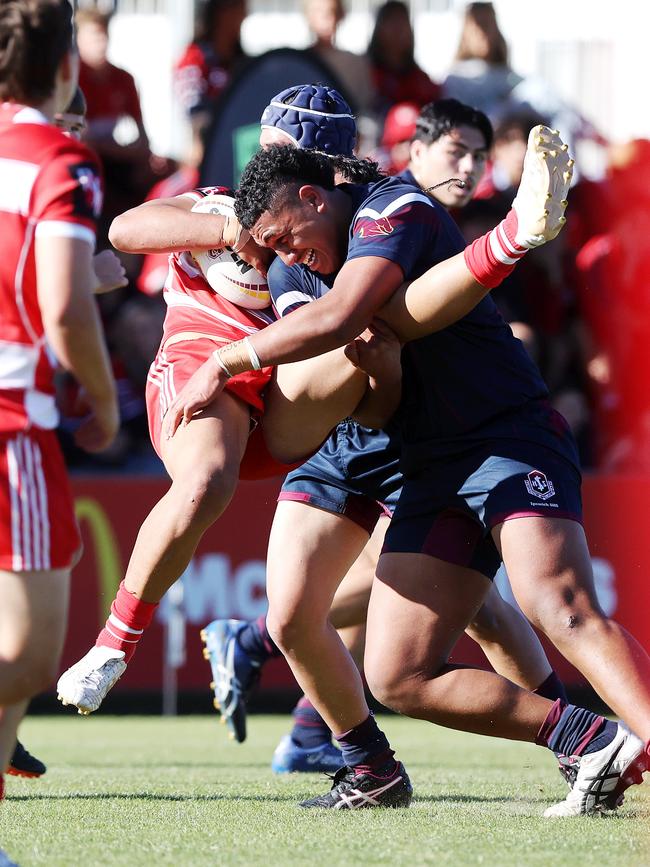 Big Ipswich prop Loko Tonga defends. Picture: NIGEL HALLETT