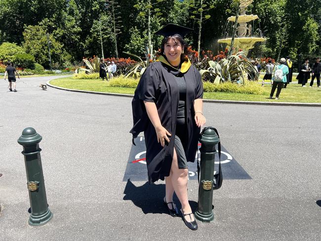 Victoria Pitliangas (Master of Civil Engineering) at the University of Melbourne graduations held at the Royal Exhibition Building on Friday, December 13, 2024. Picture: Jack Colantuono