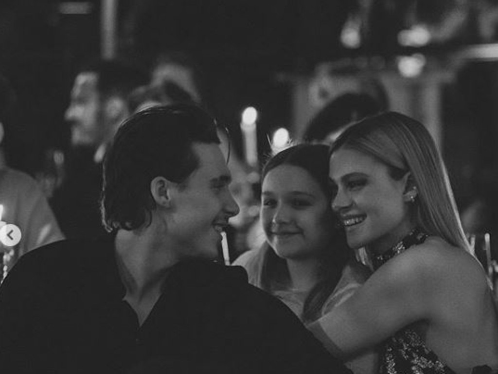 Brooklyn Beckham with girlfriend Nicola Peltz and sister Harper. Picture: Instagram